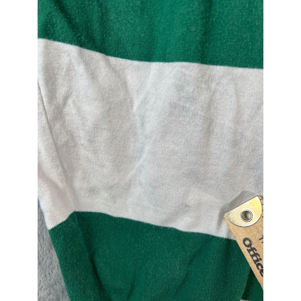 Lands End Vintage Rugby Shirt Mens XL Green White Stripe Heavyweight 90s Polo - Picture 7 of 13
